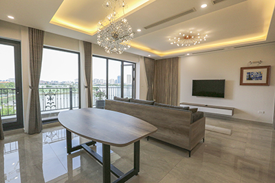 Brand new Westlake front 3-bedrooms apartment on To Ngoc Van, car access
