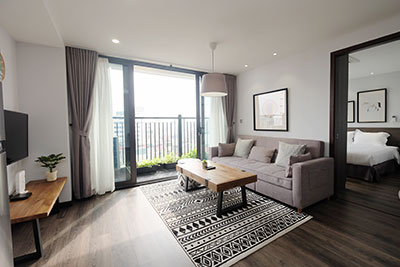 High floor modern 1 bedroom with balcony on Bich Cau street to rent