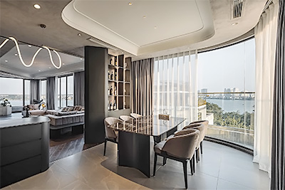 Cho thuê căn hộ duplex 280m2 phố Võng Thị, view Hồ Tây 2 phòng ngủ