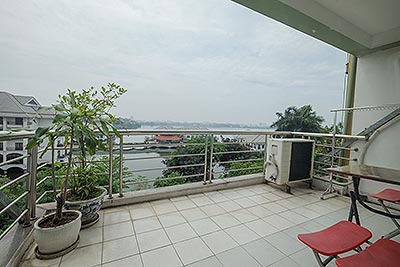 Huge terrace from the 5th floor with lake view on Tu Hoa street with one bedroom