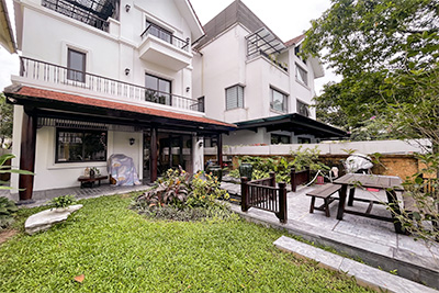 Indochine Style Villa for Rent in Vinhomes Riverside, 270m², 5BR, with Koi Pond Garden