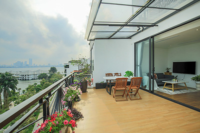 Luxurious And Stunning Lake View 2-Bedroom Apartment for rent in Tay Ho- Huge balcony