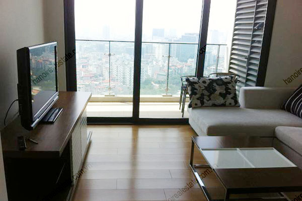 The apartment has 2 bedrooms, modern and beautifully designed rentals in Indochina Plaza Hanoi