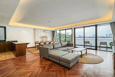 Newly Lakefront Apartment For Rent With 3 Bedrooms In Tay Ho, Expansive Balcony