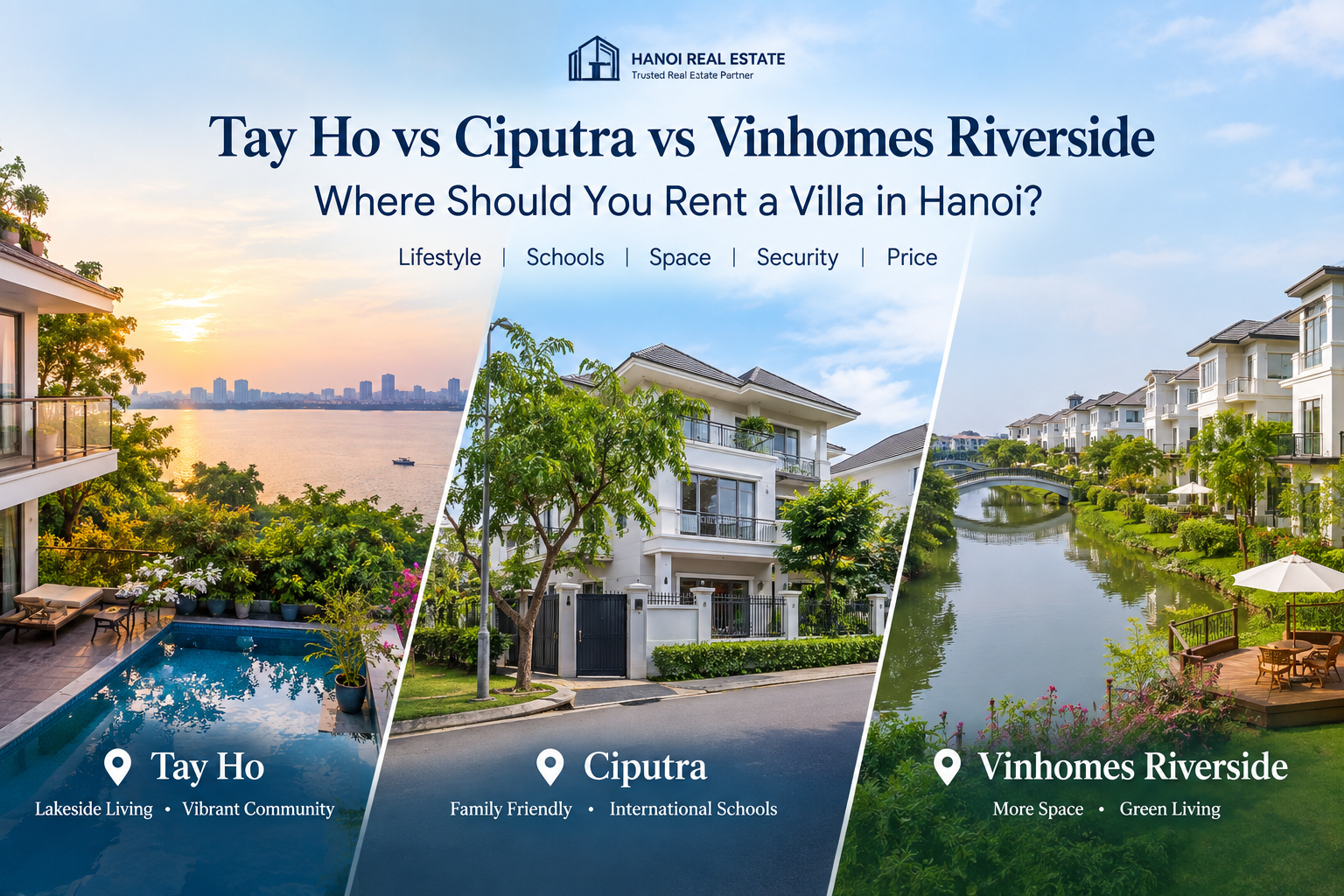Tay Ho vs Ciputra vs Vinhomes Riverside: Where Should You Rent a Villa in Hanoi